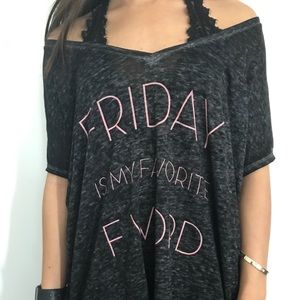 Off the shoulder over-sized shirt